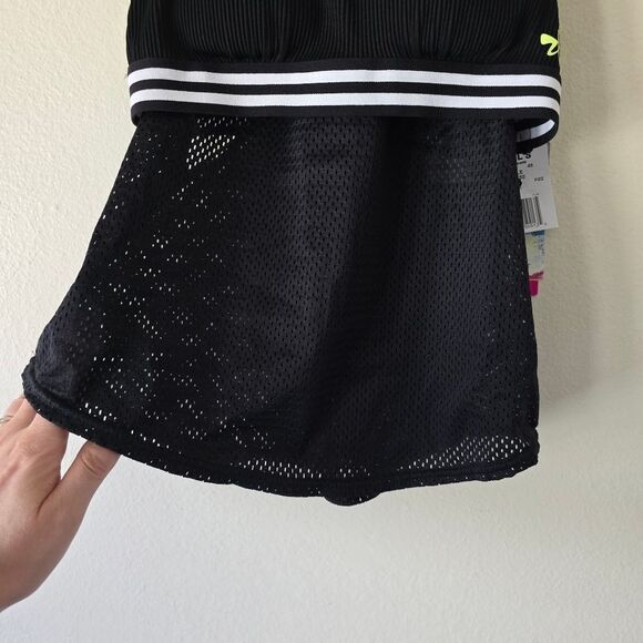 ZXSPORT Black Yellow White Gym Top Sports Bra with Jersey Underlay Size Small - Picture 2 of 14